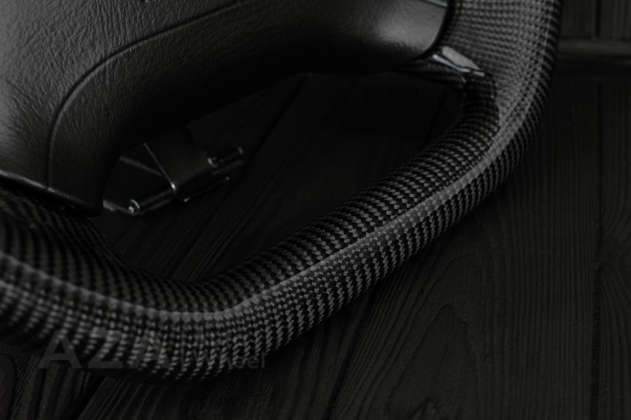 Steering wheel GM, Tahoe, Silverado, Sierra truck (1995-1997) Carbon fiber/Perforated leather/Blue stripe (can be any color) - Image 10