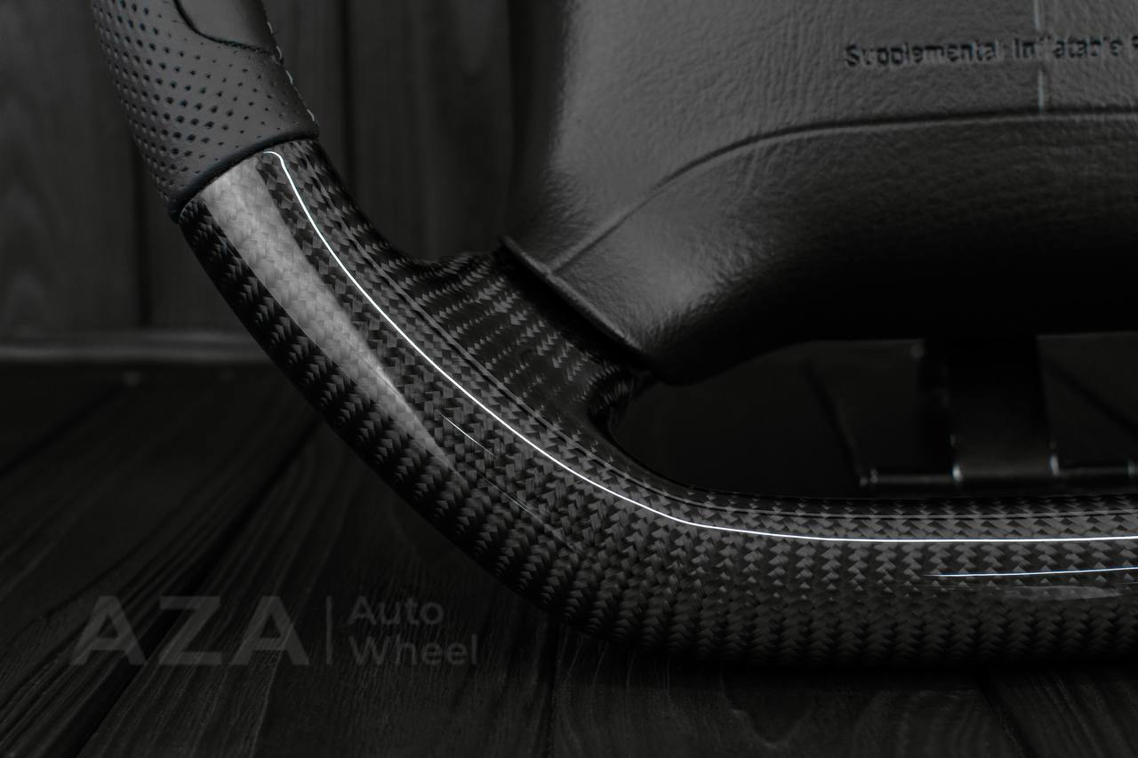 Steering wheel GM, Tahoe, Silverado, Sierra truck (1995-1997) Carbon fiber/Perforated leather/Blue stripe (can be any color) - Image 12
