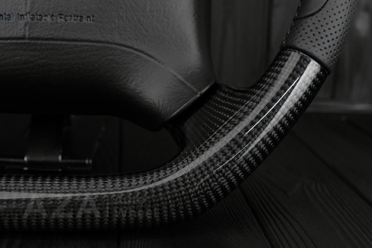 Steering wheel GM, Tahoe, Silverado, Sierra truck (1995-1997) Carbon fiber/Perforated leather/Blue stripe (can be any color) - Image 13