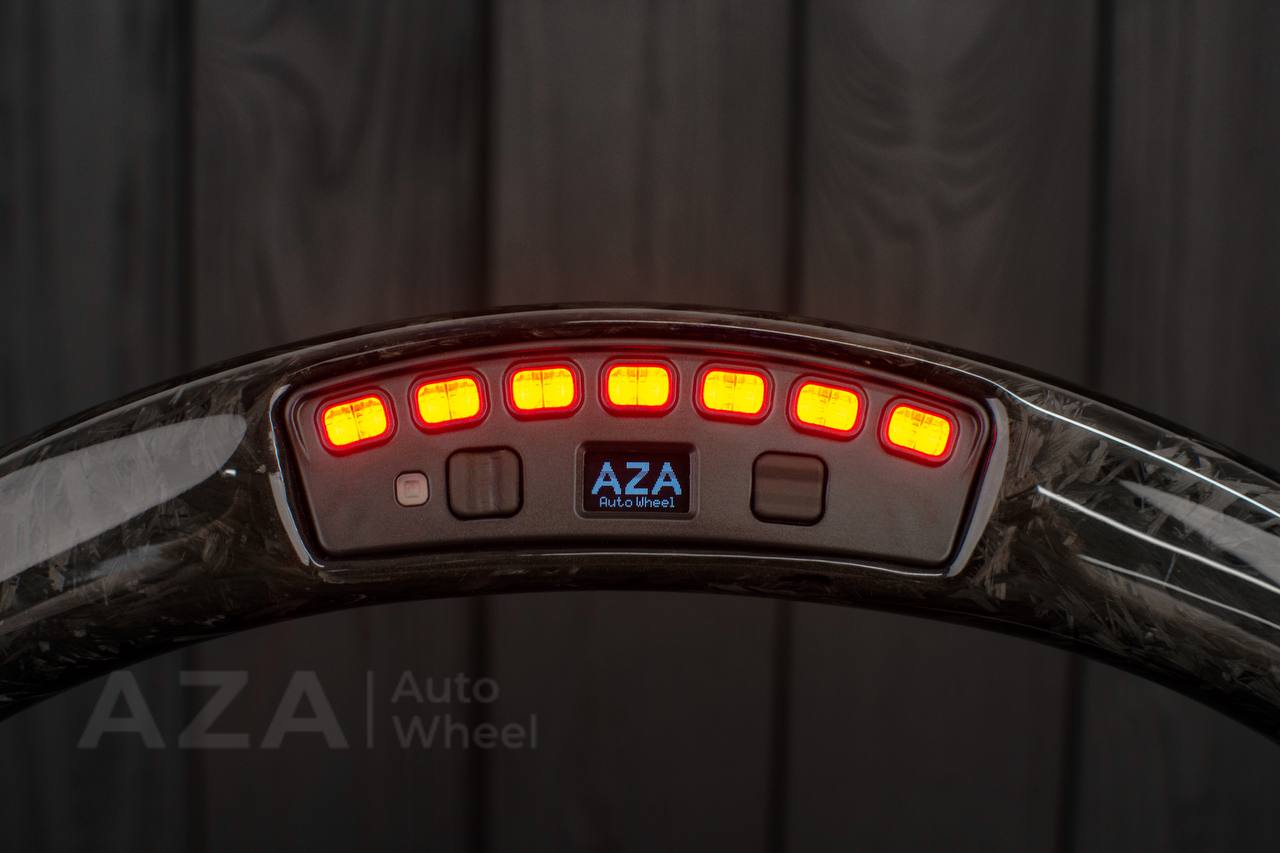 Steering wheel GM, Silverado, Sierra, Yukon, H2, Trailblazer (2003+) Forged carbon fiber/Perforated leather/Performance REV display - Image 7