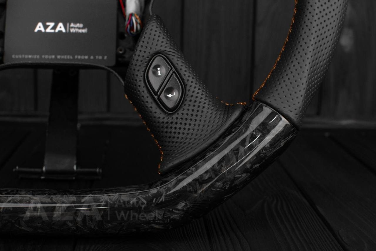 Steering wheel GM, Silverado, Sierra, Yukon, H2, Trailblazer (2003+) Forged carbon fiber/Perforated leather/Performance REV display - Image 14