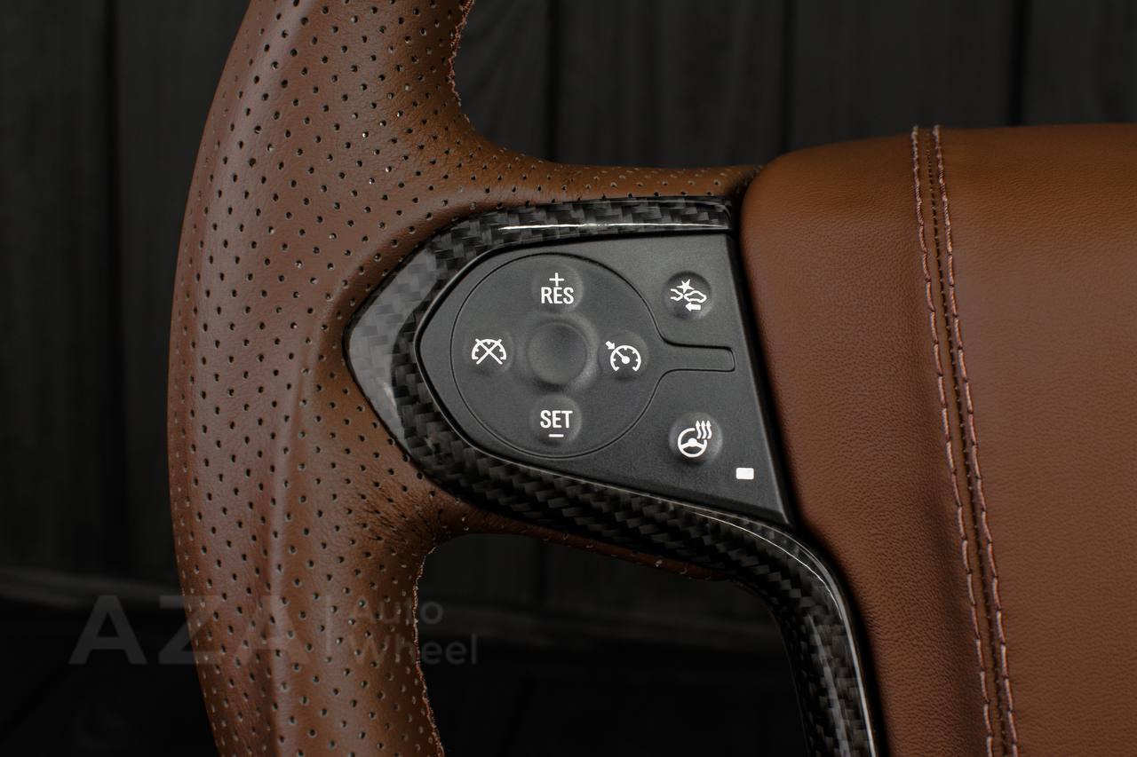 Steering wheel GMC Sierra Silverado Denali 2014-2018 Carbon /Cocoa leather/ Leather cover + bow tie/ Heated - Image 8