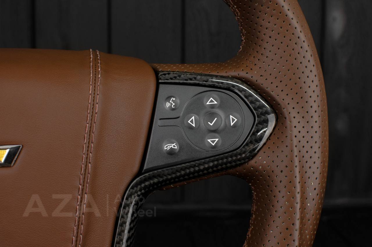 Steering wheel GMC Sierra Silverado Denali 2014-2018 Carbon /Cocoa leather/ Leather cover + bow tie/ Heated - Image 9