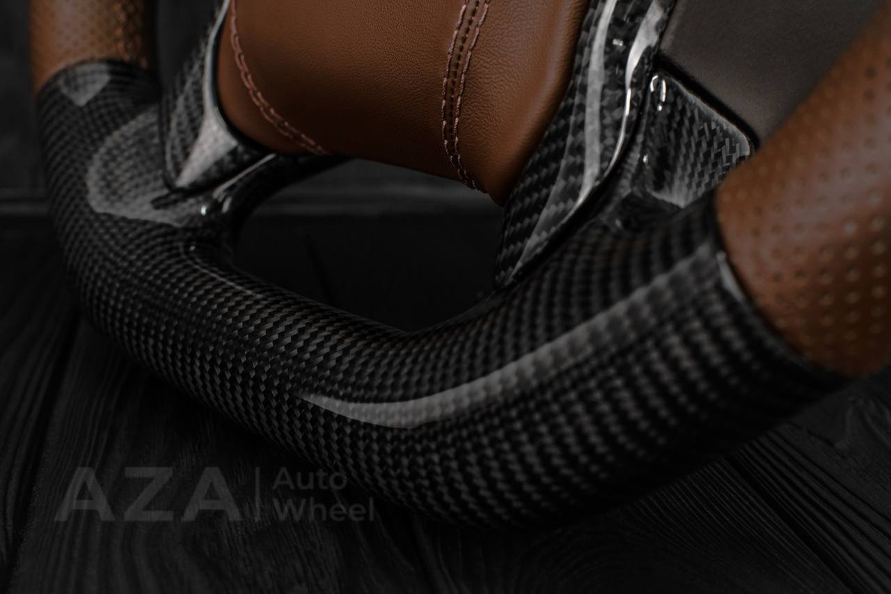 Steering wheel GMC Sierra Silverado Denali 2014-2018 Carbon /Cocoa leather/ Leather cover + bow tie/ Heated - Image 11