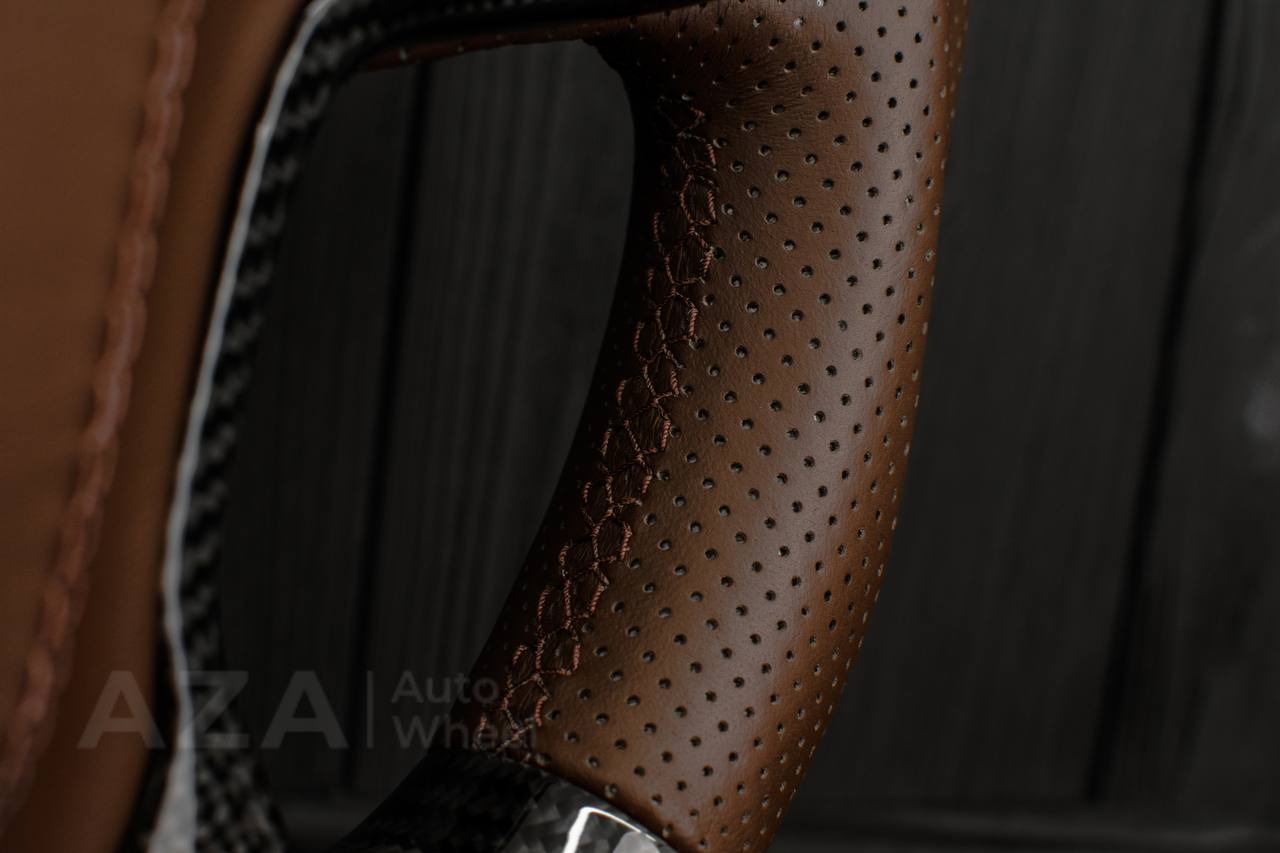 Steering wheel GMC Sierra Silverado Denali 2014-2018 Carbon /Cocoa leather/ Leather cover + bow tie/ Heated - Image 14