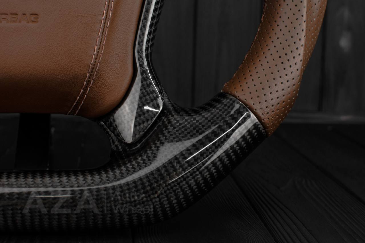 Steering wheel GMC Sierra Silverado Denali 2014-2018 Carbon /Cocoa leather/ Leather cover + bow tie/ Heated - Image 16