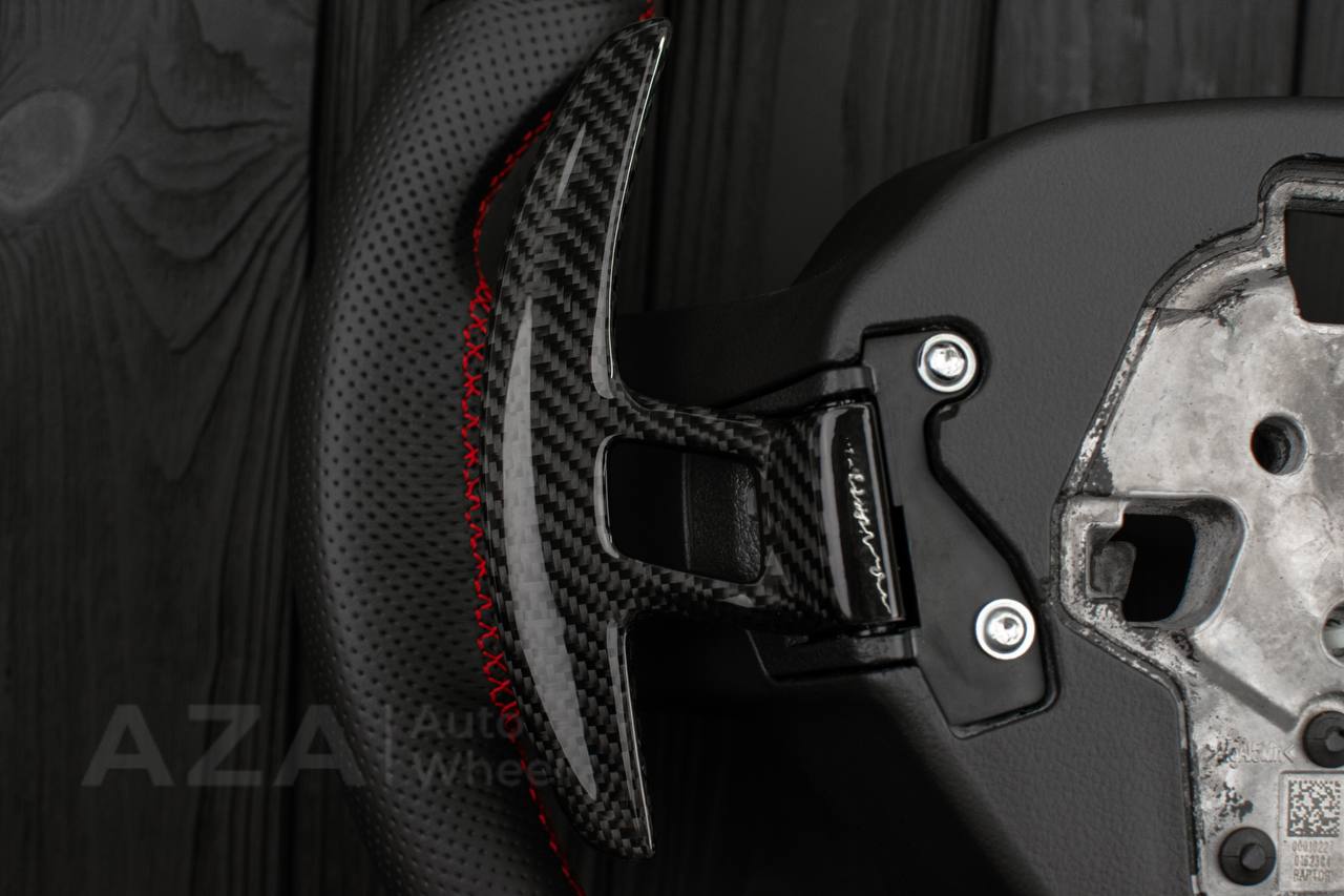 Steering wheel FORD RAPTOR 2021-2025 Carbon fiber/Perforated leather/Red stitch/HEATED (can be any color) - Image 8