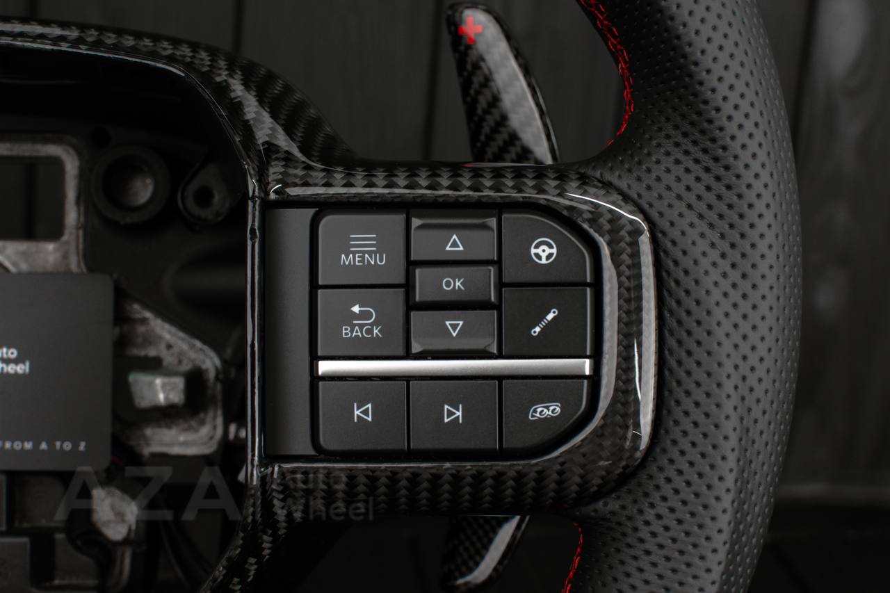 Steering wheel FORD RAPTOR 2021-2025 Carbon fiber/Perforated leather/Red stitch/HEATED (can be any color) - Image 13