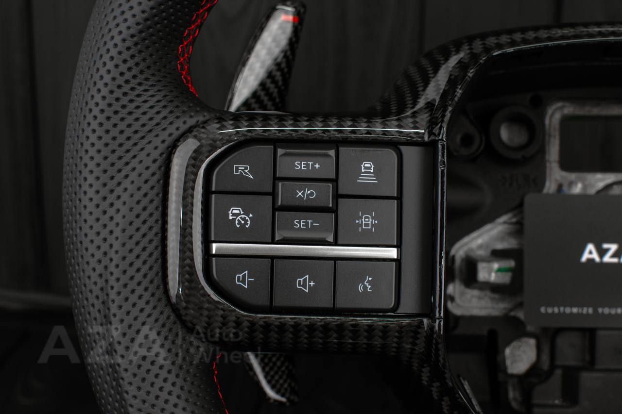 Steering wheel FORD RAPTOR 2021-2025 Carbon fiber/Perforated leather/Red stitch/HEATED (can be any color) - Image 14