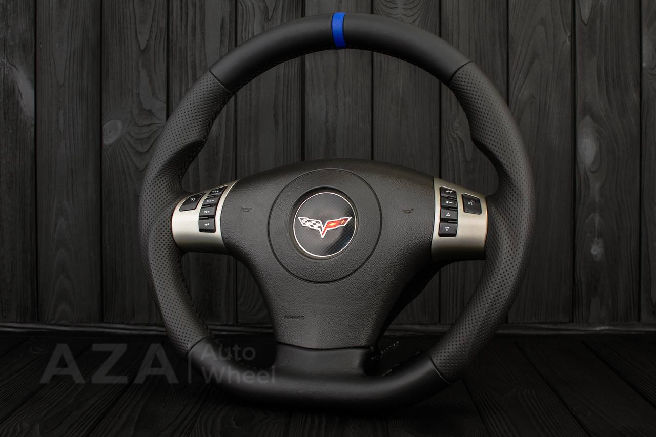 Steering wheel 2006-2011 Corvette C6 Napa/Blue stripe - Image 2