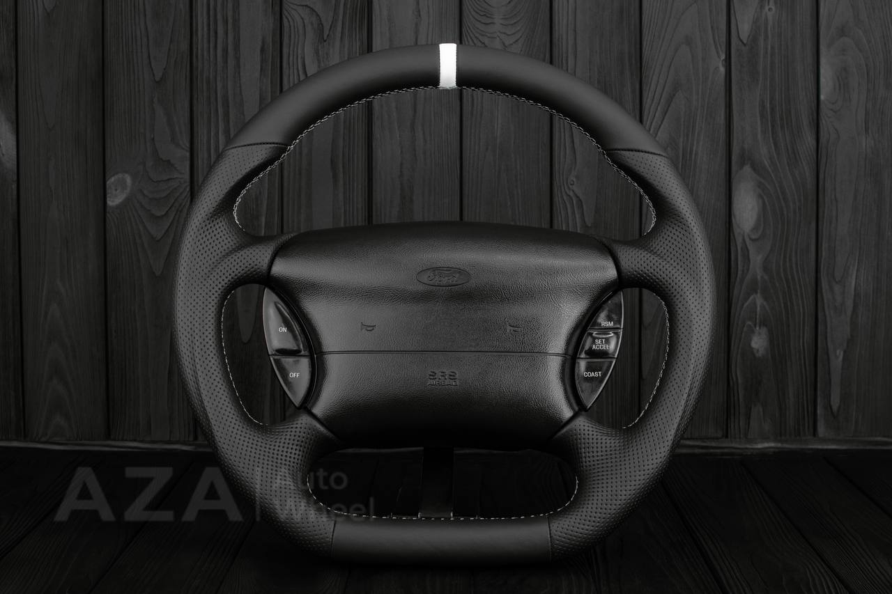 Steering wheel Ford Lightning/Ranger/Explorer 99-2004 Genuine leather/White details (Can be any color per request)