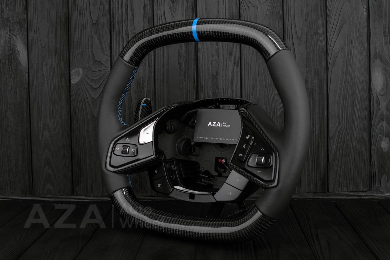 Steering wheel Corvette C8 Custom Carbon fiber/Light blue details/Oem part (send in your core afterwards for $400 core refund) - Image 5