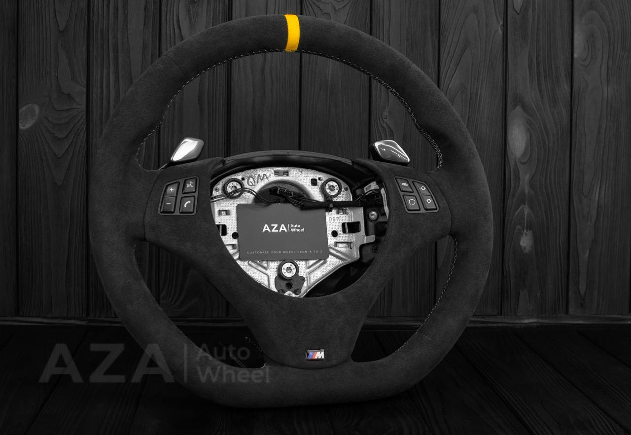 Steering wheel BMW E9X/E8X Alcantara/Yellow stripe - Image 3