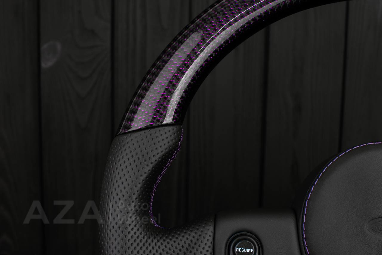 Steering Wheel 1987-1989 Fox Body Ford Mustang GT Cobra SVT Saleen Roush Purple carbon/Perforated leather (can be any color carbon and stripe/stitch) - Image 6