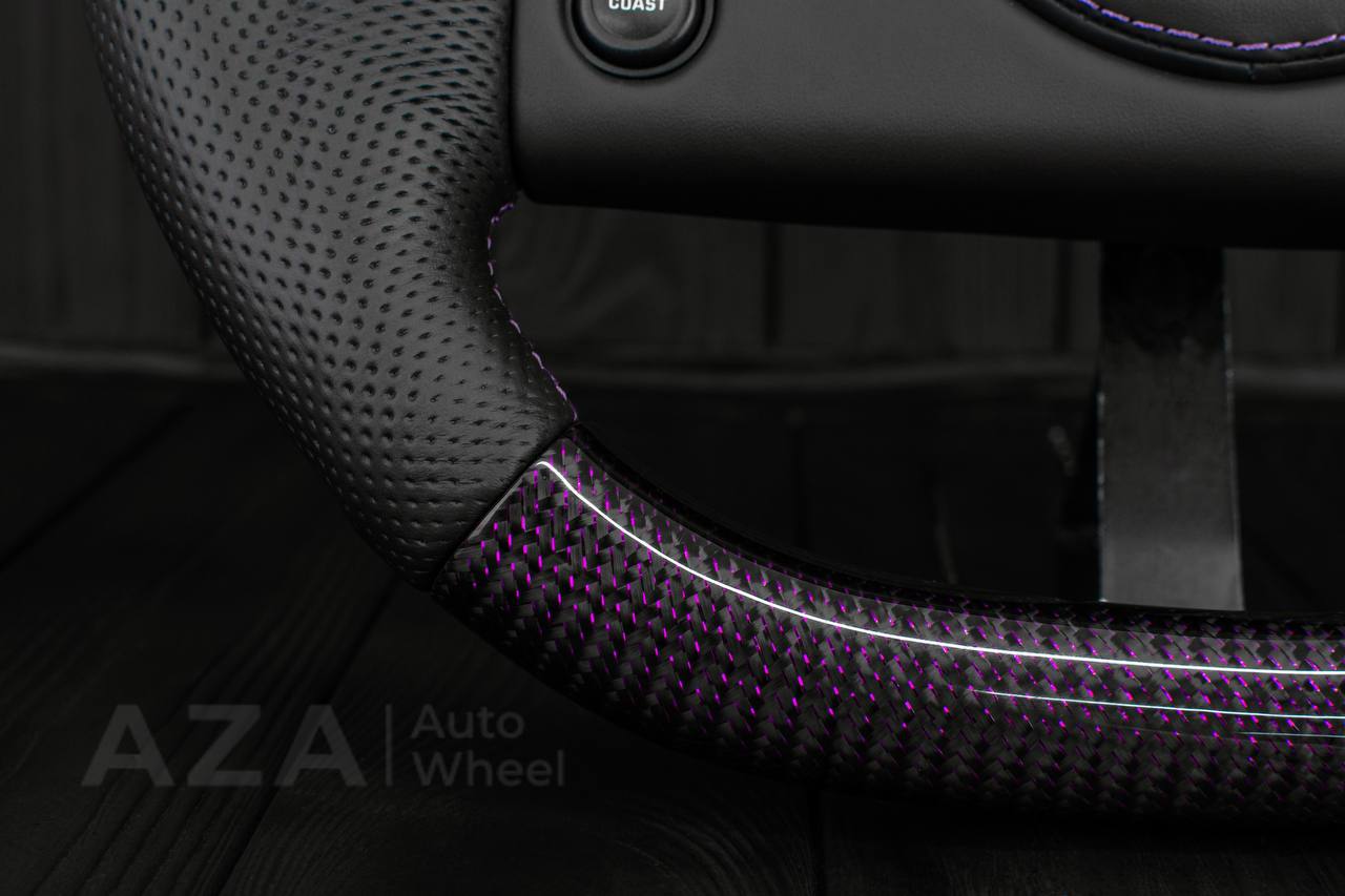 Steering Wheel 1987-1989 Fox Body Ford Mustang GT Cobra SVT Saleen Roush Purple carbon/Perforated leather (can be any color carbon and stripe/stitch) - Image 8
