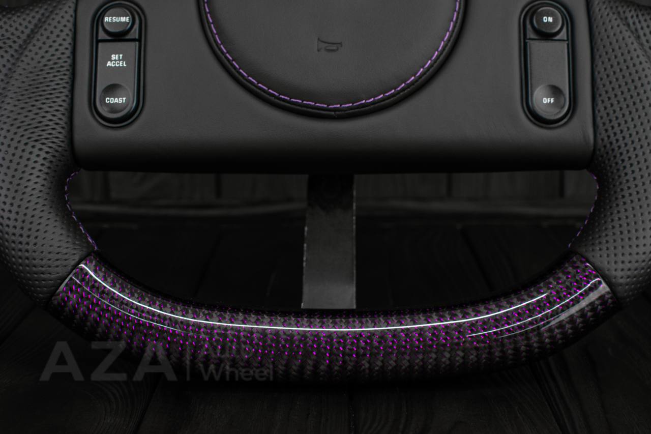Steering Wheel 1987-1989 Fox Body Ford Mustang GT Cobra SVT Saleen Roush Purple carbon/Perforated leather (can be any color carbon and stripe/stitch) - Image 10