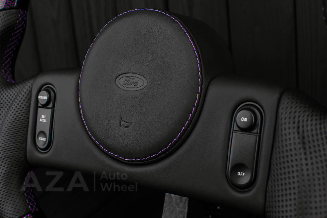 Steering Wheel 1987-1989 Fox Body Ford Mustang GT Cobra SVT Saleen Roush Purple carbon/Perforated leather (can be any color carbon and stripe/stitch) - Image 11