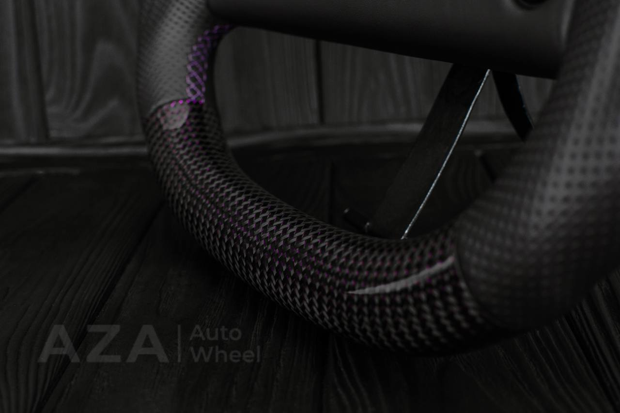 Steering Wheel 1987-1989 Fox Body Ford Mustang GT Cobra SVT Saleen Roush Purple carbon/Perforated leather (can be any color carbon and stripe/stitch) - Image 12