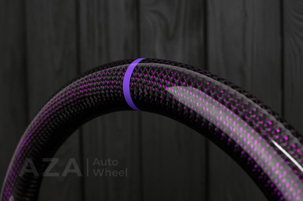 Steering Wheel 1987-1989 Fox Body Ford Mustang GT Cobra SVT Saleen Roush Purple carbon/Perforated leather (can be any color carbon and stripe/stitch) - Image 13