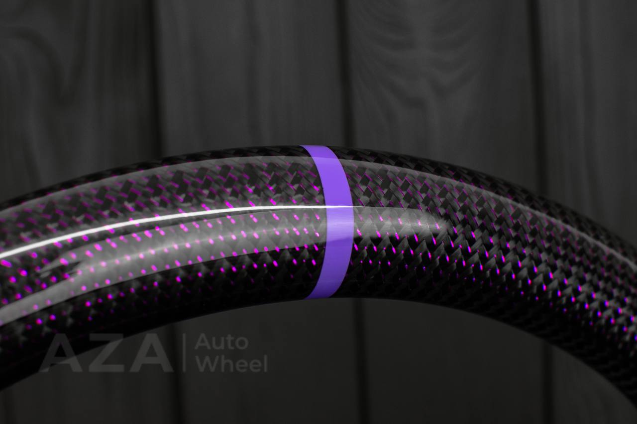 Steering Wheel 1987-1989 Fox Body Ford Mustang GT Cobra SVT Saleen Roush Purple carbon/Perforated leather (can be any color carbon and stripe/stitch) - Image 15