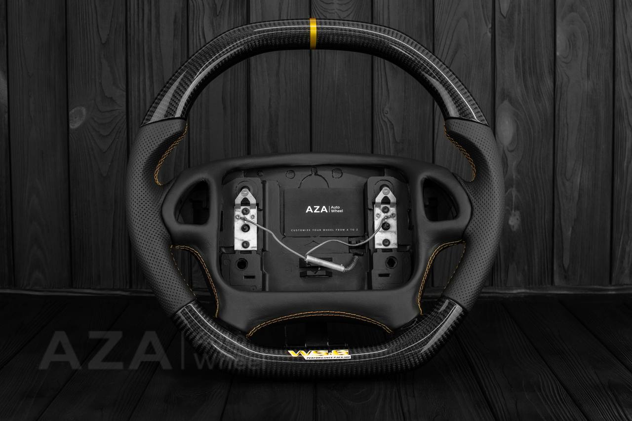 Steering wheel Pontiac Firebird/Trans Am (with or without WS6 logo) Carbon fiber/Perforated leather/GOLD details