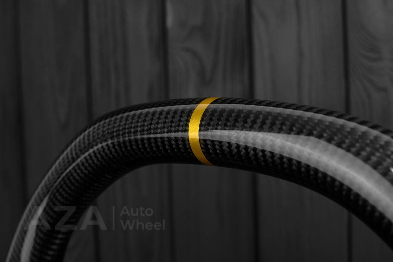 Steering wheel Pontiac Firebird/Trans Am (with or without WS6 logo) Carbon fiber/Perforated leather/GOLD details - Image 13