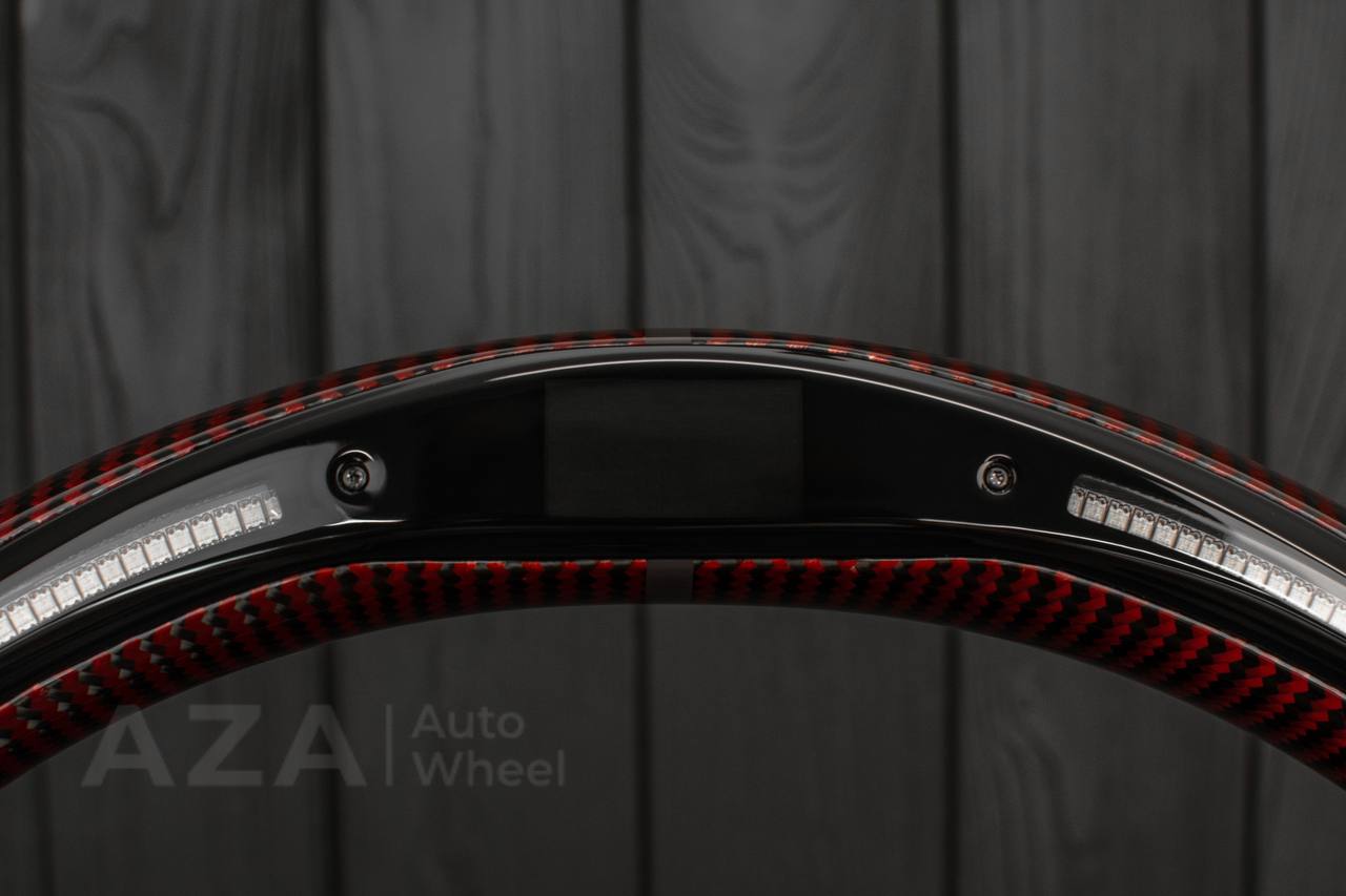 Steering wheel GM, Silverado, Sierra, Escalade (2007-2014) Red Carbon fiber/Chocolate genuine leather/Led screen - Image 8