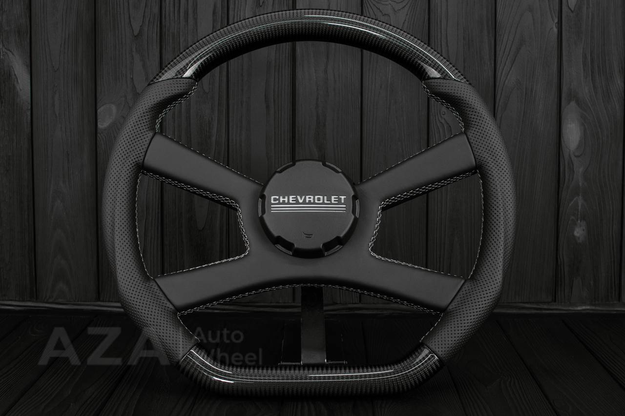 Steering wheel GM, OBS, C/K Silverado, Suburan (1988-1994) Carbon fiber/Perforated leather (gray stitch)