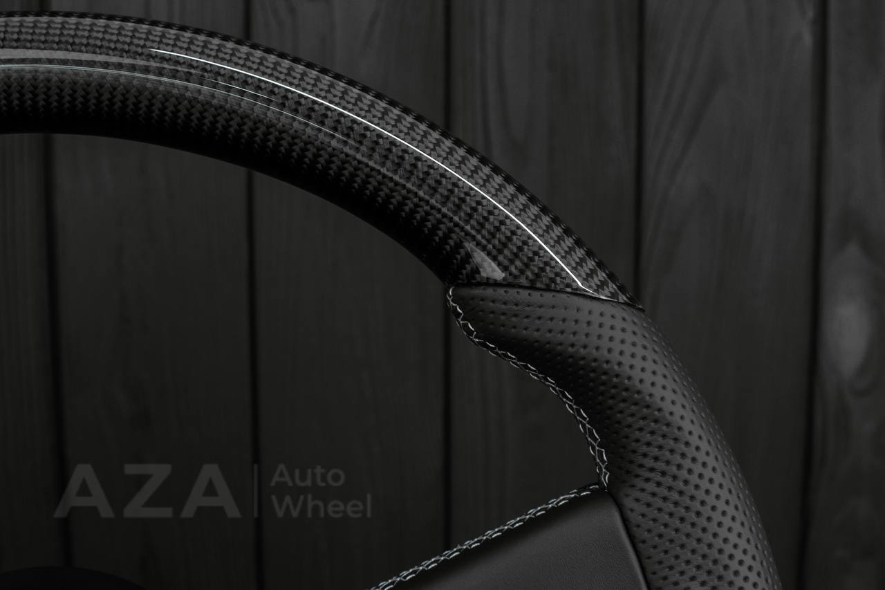 Steering wheel GM, OBS, C/K Silverado, Suburan (1988-1994) Carbon fiber/Perforated leather (gray stitch) - Image 7
