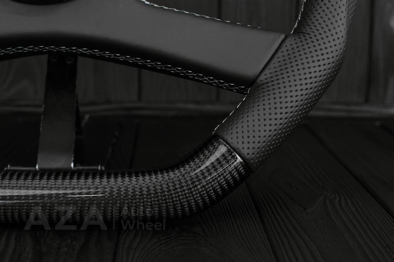 Steering wheel GM, OBS, C/K Silverado, Suburan (1988-1994) Carbon fiber/Perforated leather (gray stitch) - Image 10