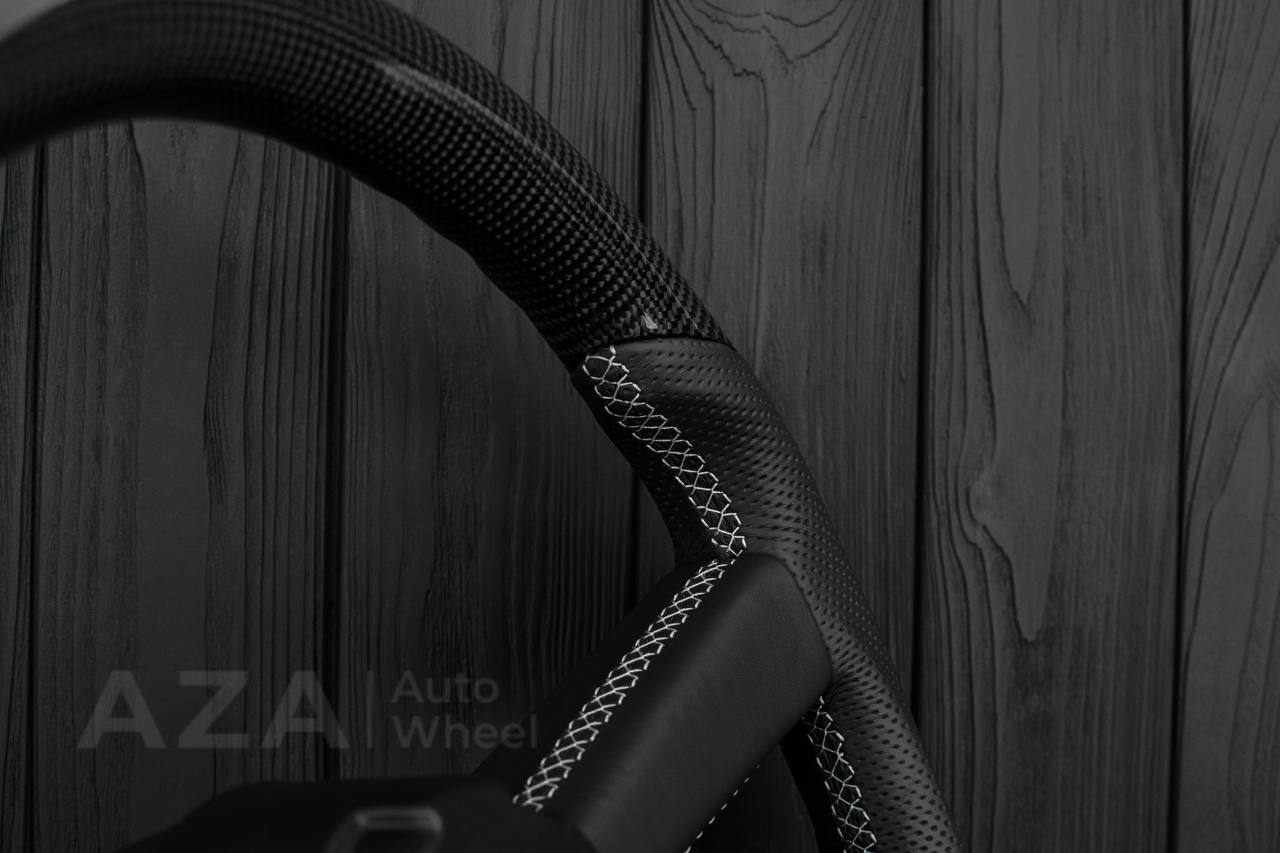 Steering wheel GM, OBS, C/K Silverado, Suburan (1988-1994) Carbon fiber/Perforated leather (gray stitch) - Image 11