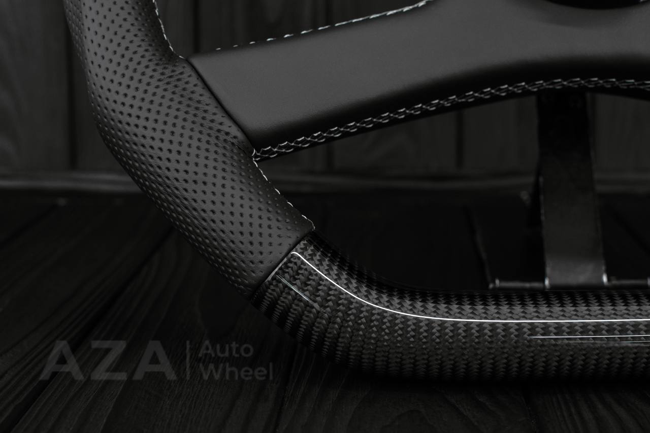 Steering wheel GM, OBS, C/K Silverado, Suburan (1988-1994) Carbon fiber/Perforated leather (gray stitch) - Image 12