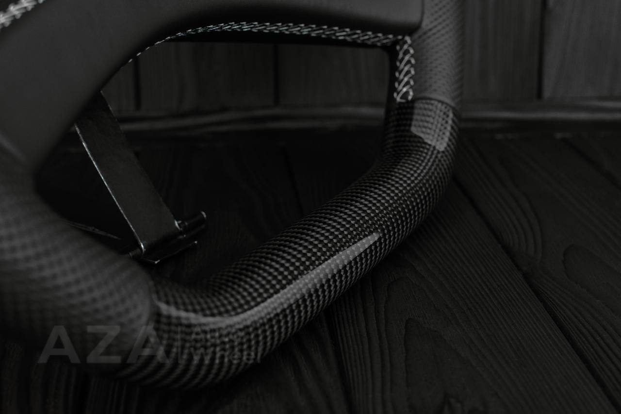 Steering wheel GM, OBS, C/K Silverado, Suburan (1988-1994) Carbon fiber/Perforated leather (gray stitch) - Image 14