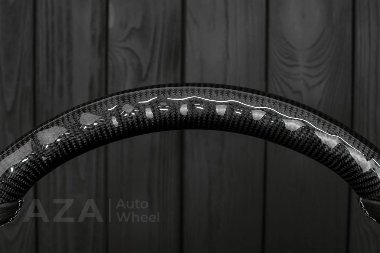 Steering wheel GM, OBS, C/K Silverado, Suburan (1988-1994) Carbon fiber/Perforated leather (gray stitch) - Image 15