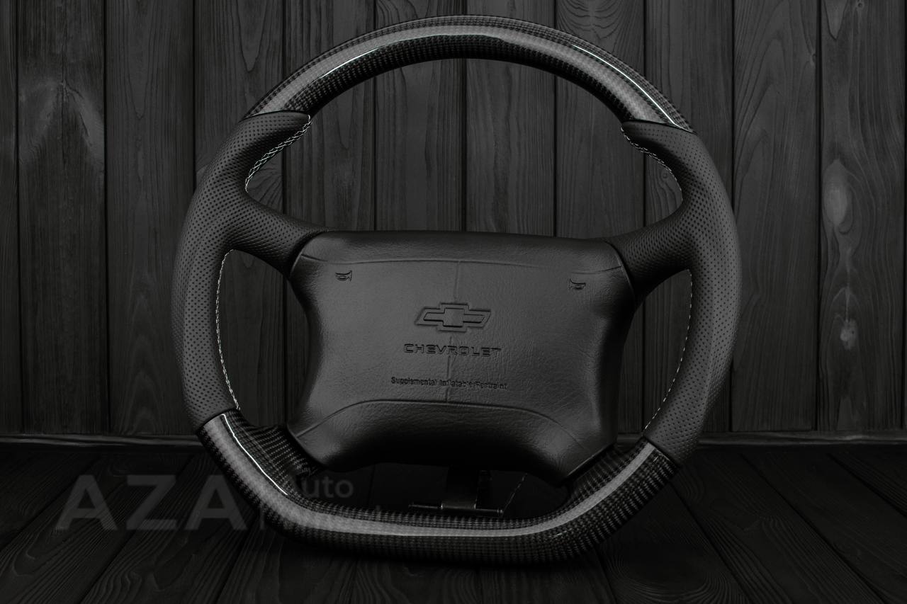 Steering wheel GM, Tahoe, Silverado, Sierra truck (1995-1997) Carbon fiber/Perforated leather (can be any color) - Image 3