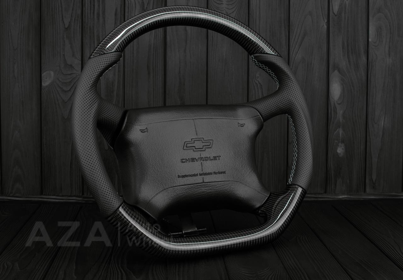 Steering wheel GM, Tahoe, Silverado, Sierra truck (1995-1997) Carbon fiber/Perforated leather (can be any color) - Image 4