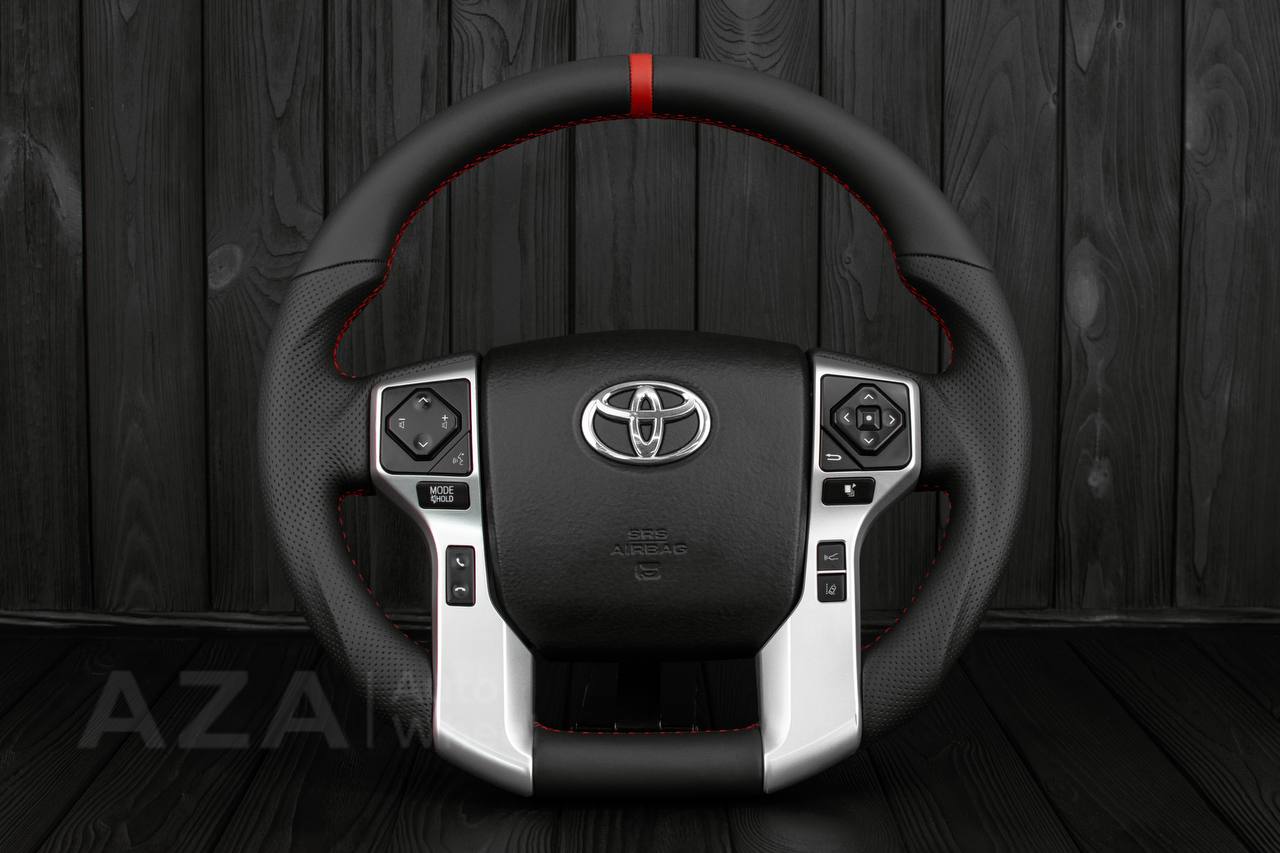 Steering wheel Toyota 4Runner/Tacoma/Tundra/Sequoia 2010+ Perforated Leather/Napa leather/Red stripe