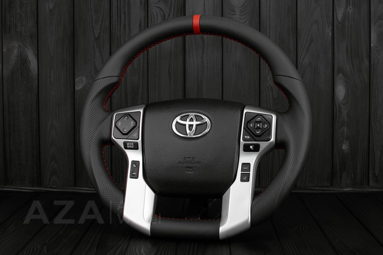 Steering wheel Toyota 4Runner/Tacoma/Tundra/Sequoia 2010+ Perforated Leather/Napa leather/Red stripe - Image 2