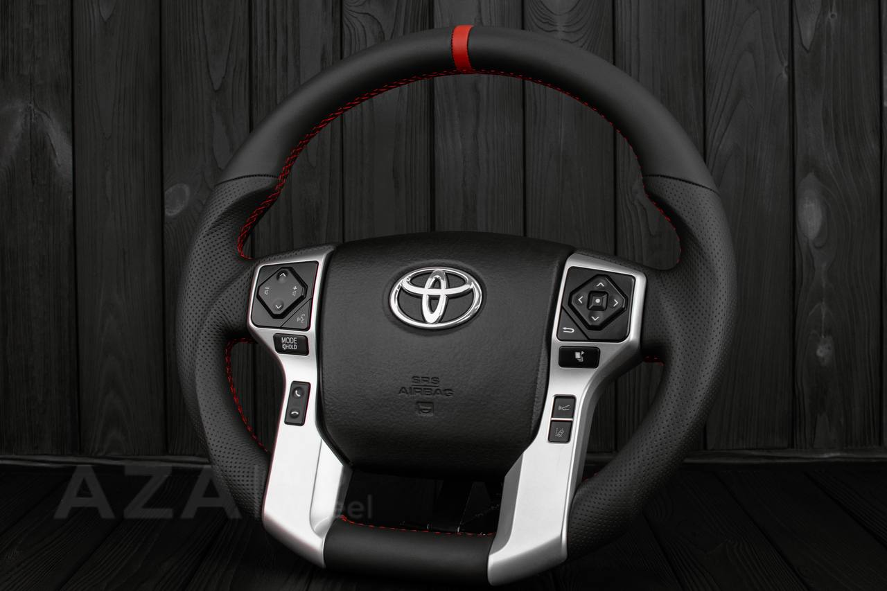 Steering wheel Toyota 4Runner/Tacoma/Tundra/Sequoia 2010+ Perforated Leather/Napa leather/Red stripe - Image 4