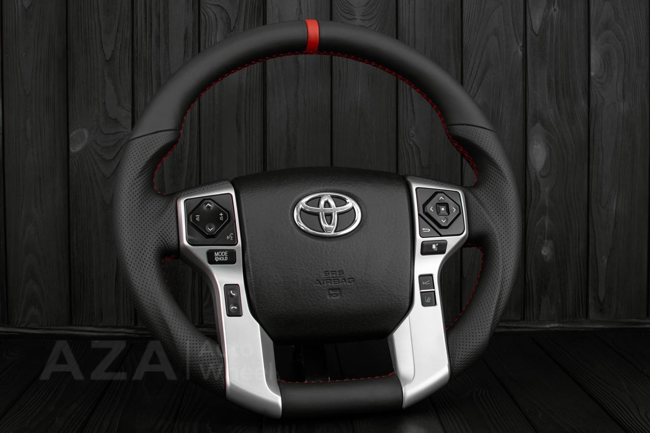 Steering wheel Toyota 4Runner/Tacoma/Tundra/Sequoia 2010+ Perforated Leather/Napa leather/Red stripe - Image 5