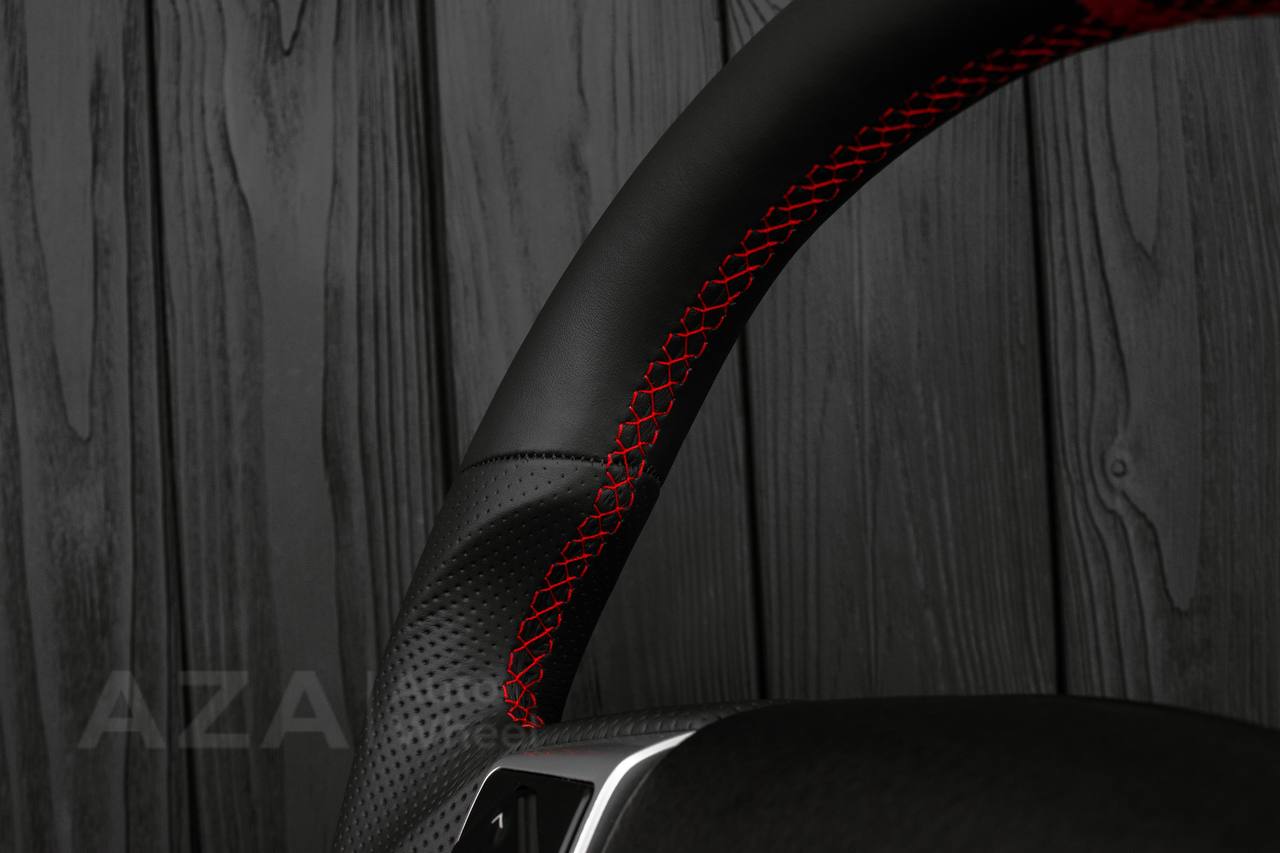 Steering wheel Toyota 4Runner/Tacoma/Tundra/Sequoia 2010+ Perforated Leather/Napa leather/Red stripe - Image 7