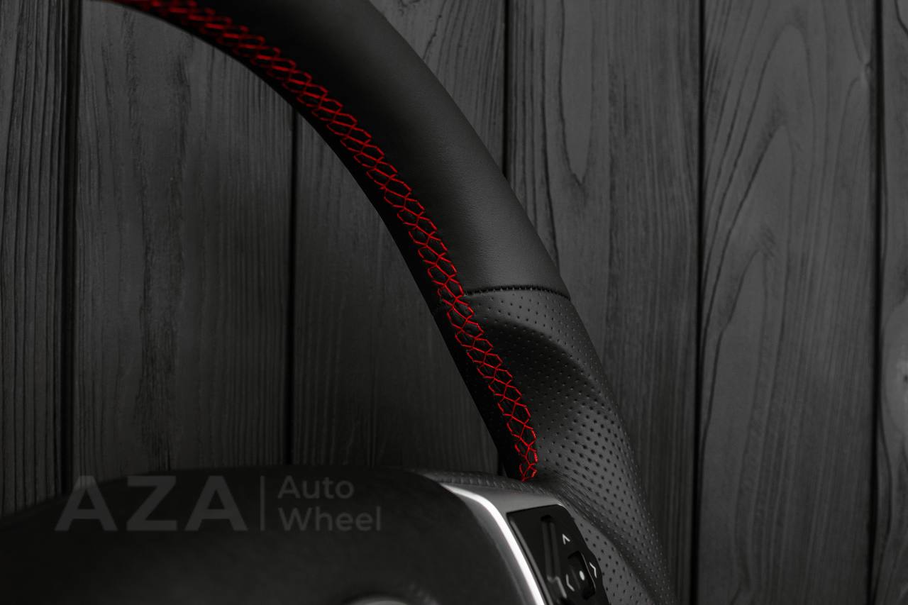 Steering wheel Toyota 4Runner/Tacoma/Tundra/Sequoia 2010+ Perforated Leather/Napa leather/Red stripe - Image 9
