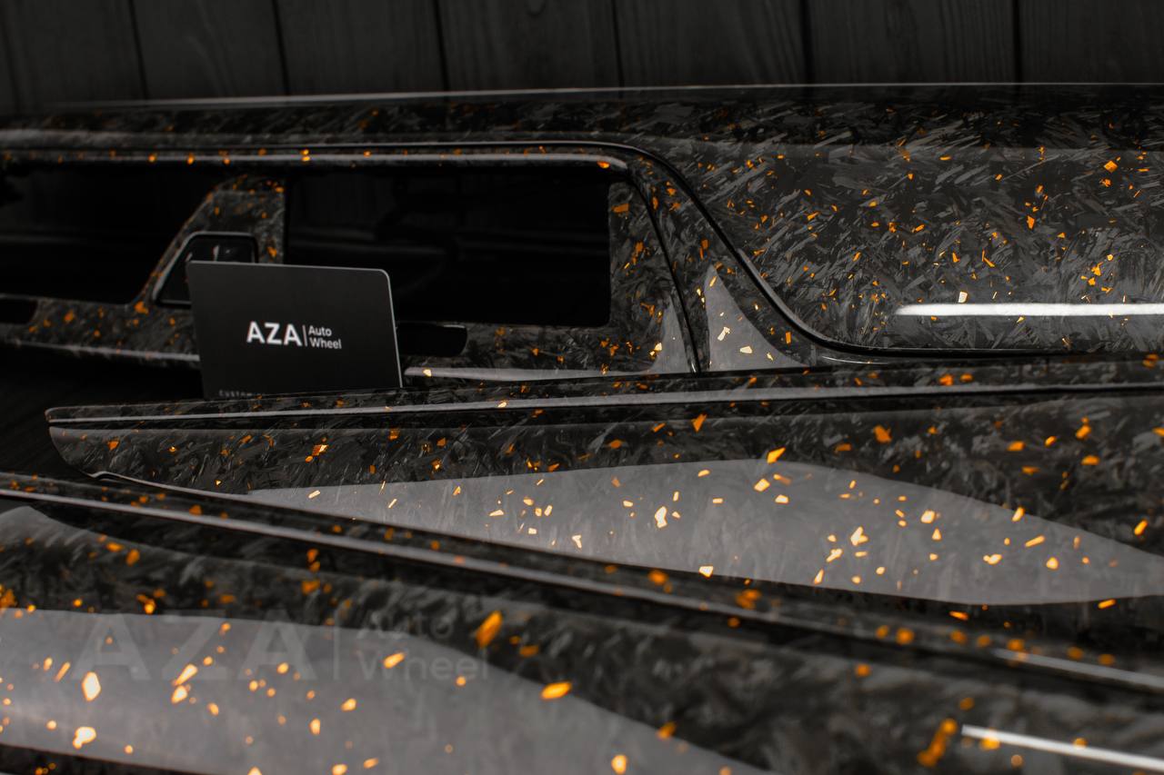 Steering wheel BMW F90 M5 2018-2024 +complete interior kit . Real Forged Carbon/Orange flakes (can be any color flakes) hand built to order approx wait time 3-4 months. - Image 11