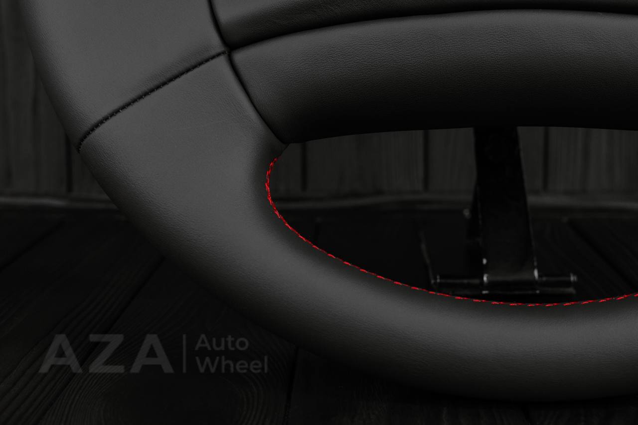 Steering wheel Ford F150 Lightning /F250/F350/Bronco 1992-1997 Smooth Italian leather/Red details/Center cover (cruise control) - Image 9