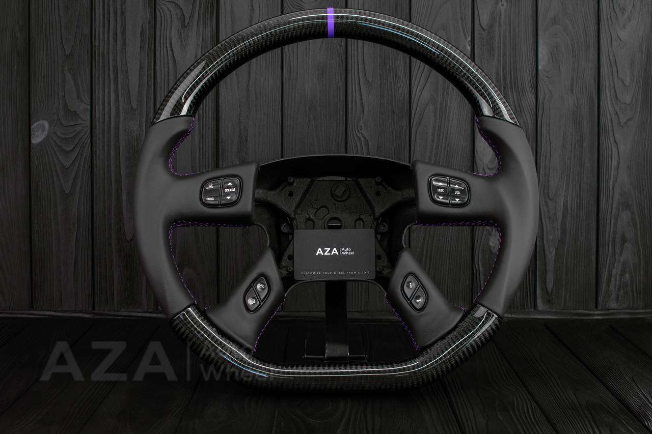 Steering wheel GM, Silverado, Sierra, Yukon, H2, Trailblazer (2003+) Carbon fiber/Napa/Purple details - Image 3