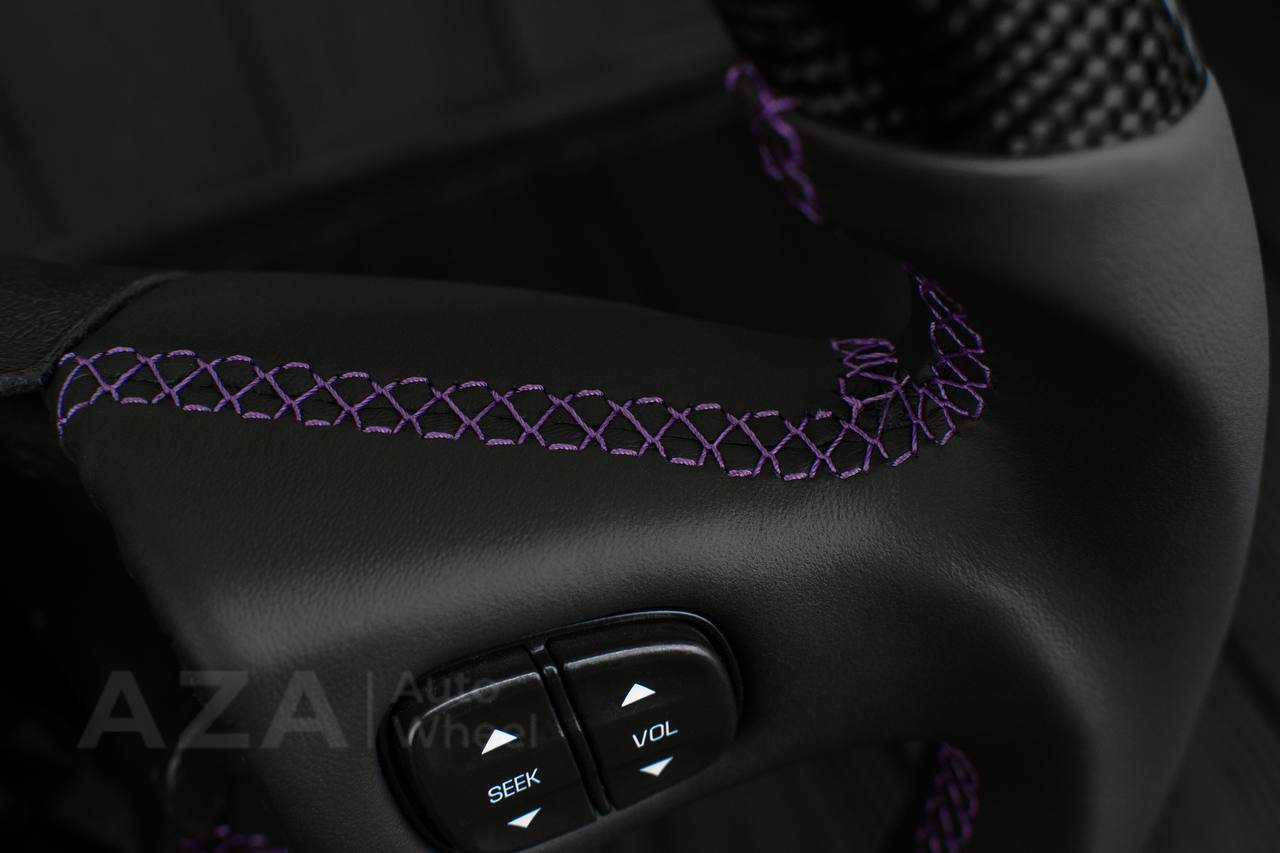 Steering wheel GM, Silverado, Sierra, Yukon, H2, Trailblazer (2003+) Carbon fiber/Napa/Purple details - Image 10