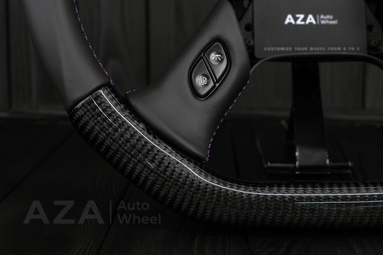 Steering wheel GM, Silverado, Sierra, Yukon, H2, Trailblazer (2003+) Carbon fiber/Napa/Purple details - Image 11
