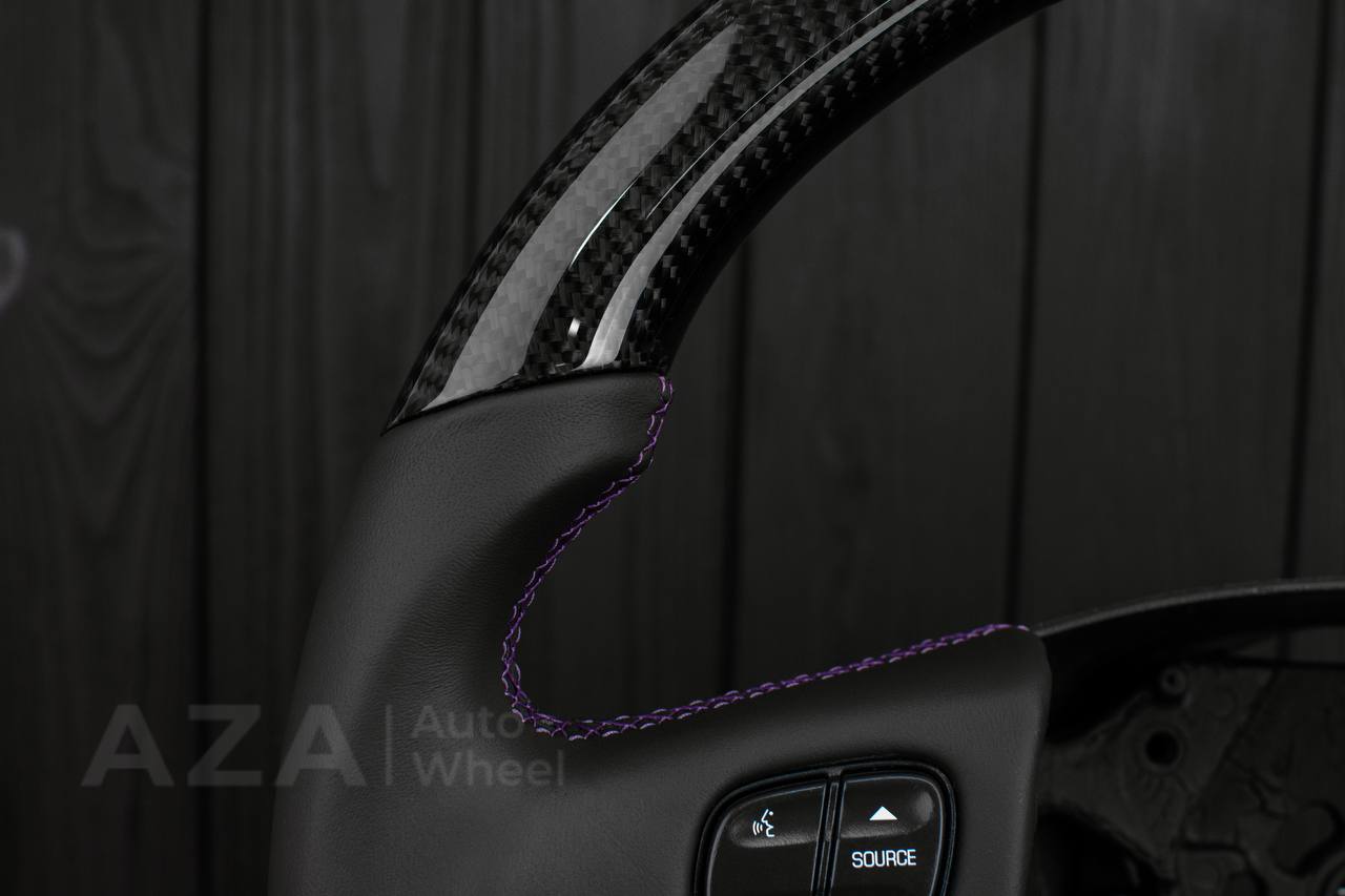 Steering wheel GM, Silverado, Sierra, Yukon, H2, Trailblazer (2003+) Carbon fiber/Napa/Purple details - Image 14