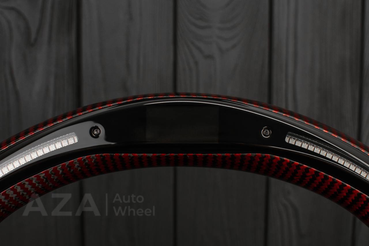 Steering wheel GMC Sierra Silverado Denali 2019+ Heated Red Carbon fiber/Perforated leather/Led screen (any color stripe and stitch) - Image 5