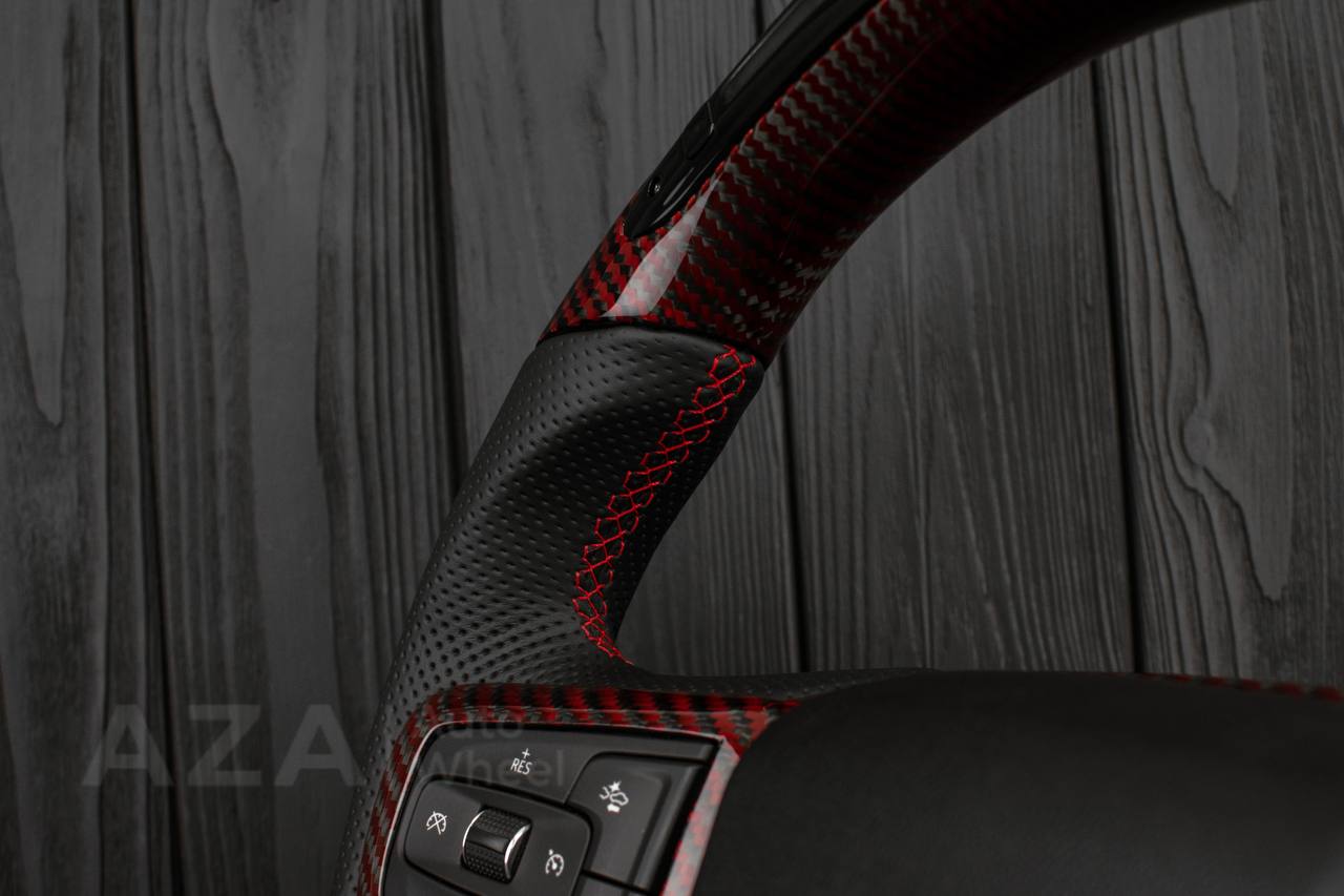 Steering wheel GMC Sierra Silverado Denali 2019+ Heated Red Carbon fiber/Perforated leather/Led screen (any color stripe and stitch) - Image 8